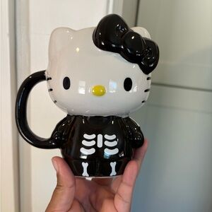 Hello Kitty Black and White Ceramic Skeleton Mug